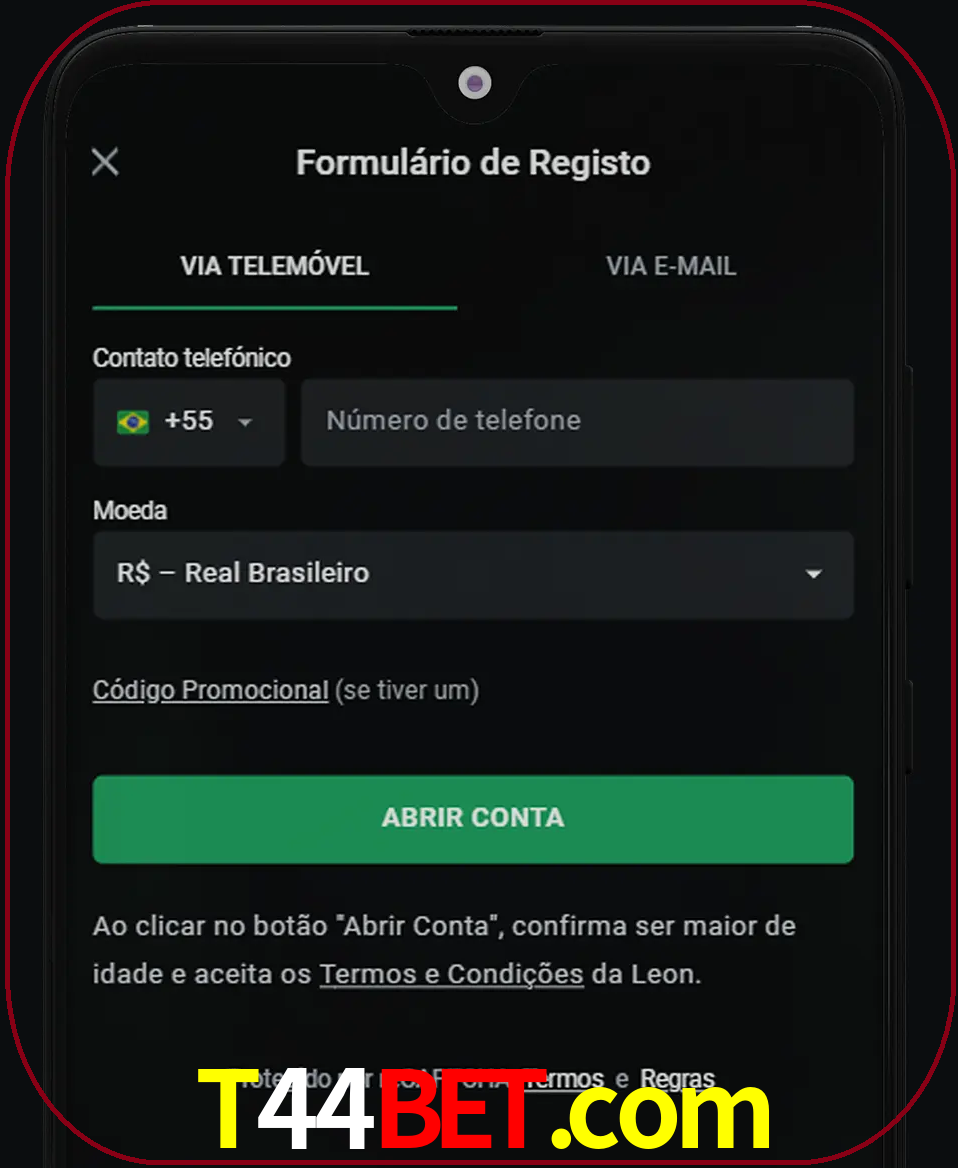 Abra o aplicativo e inicie o processo de registro.